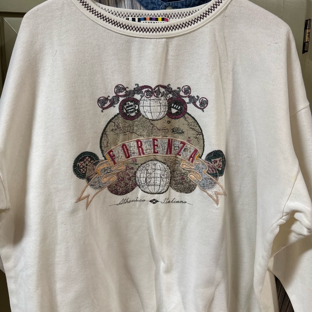 Vintage 80s Cream Forenza Sweatshirt Women’s LG Exc cond - Picture 2 of 8